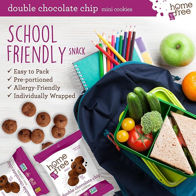 Homefree Treats You Can Trust Gluten Free Mini Cookies, Single Serve, Double Chocolate Chip, 0.95 Ounce (Pack of 10)