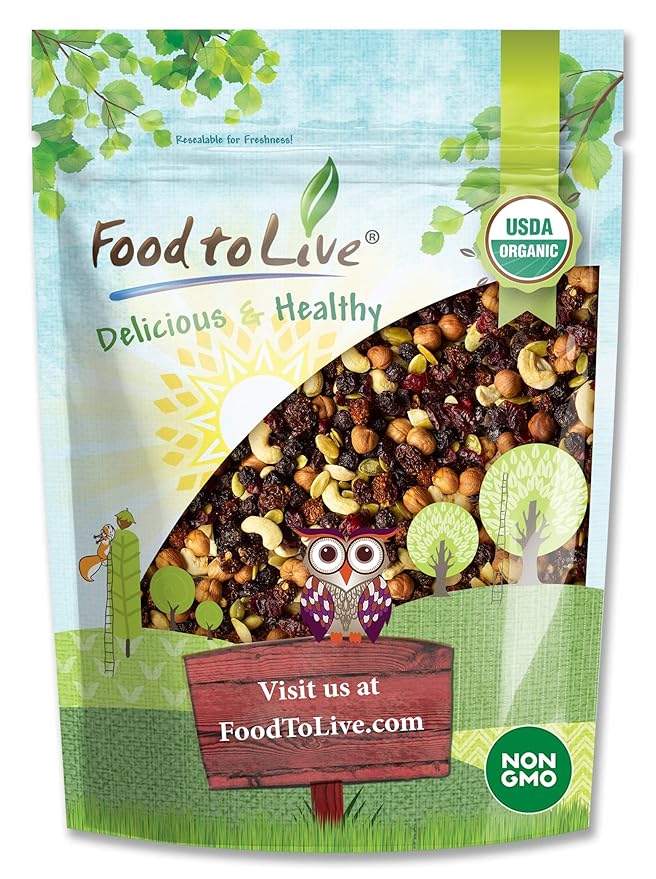 Food to Live - Organic Snack Mix, 4 Pounds - Raw Nuts and Berries with Pumpkin Seeds, Non-GMO, Non-Irradiated, Kosher, Vegan Superfood, Bulk, Great Trail Mix, Rich in Natural Antioxidants