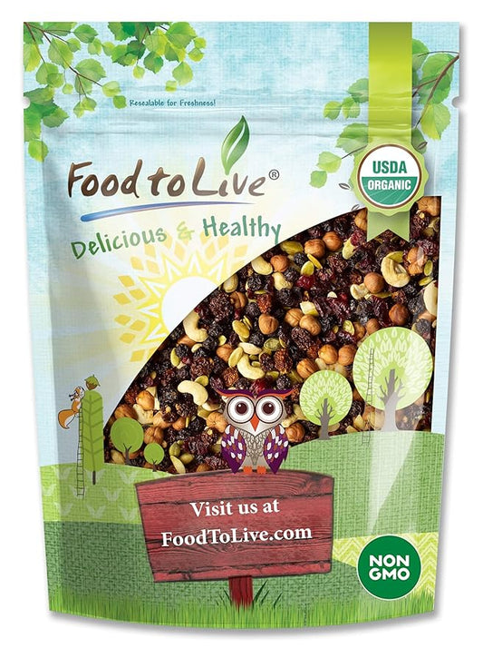 Food to Live - Organic Snack Mix, 4 Pounds - Raw Nuts and Berries with Pumpkin Seeds, Non-GMO, Non-Irradiated, Kosher, Vegan Superfood, Bulk, Great Trail Mix, Rich in Natural Antioxidants