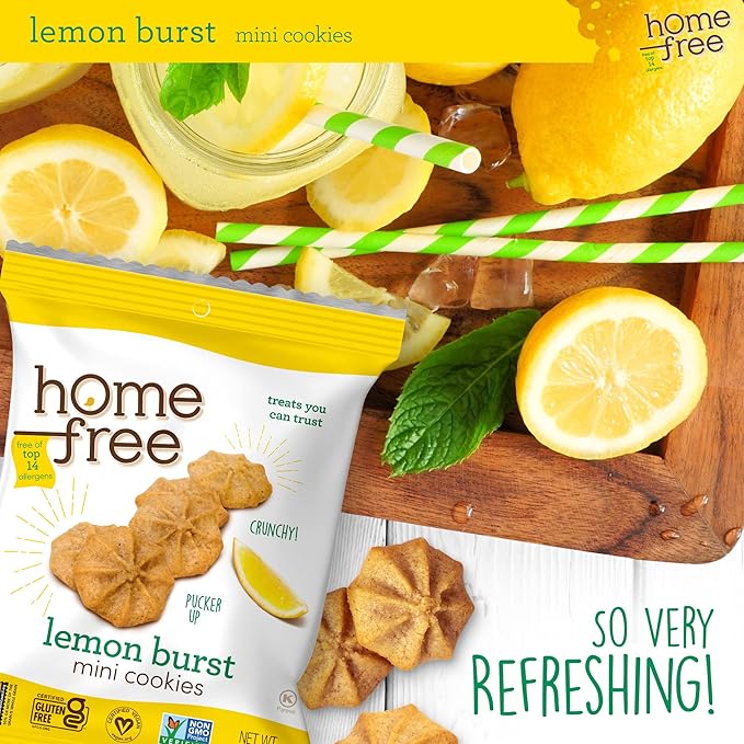 Homefree Treats You Can Trust Gluten Free Mini Cookies, Single Serve, Lemon Burst, 1.0 Ounce (Pack of 30)…