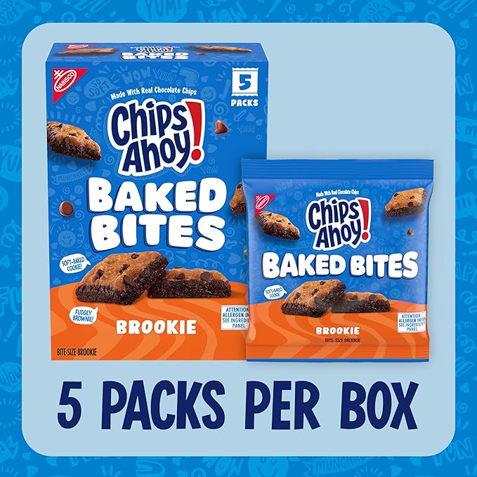 CHIPS AHOY! Baked Bites, Brookie, 5 - 1.4 oz Snack Packs (5 Bites per Pack)