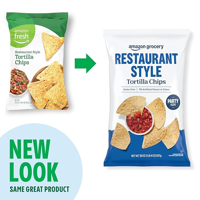 Amazon Grocery, Restaurant Style Tortilla Chips, 20 Oz (Previously Amazon Fresh, Packaging May Vary)