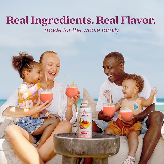 Smartfruit Strawberry Bananza + Oat Fiber – 100% Real Fruit Purée with Strawberries & Banana – Great for Smoothies, Juice, Yogurt, Cocktails, Teas & More – High in Vitamin C – 2-Pk, 48oz Each