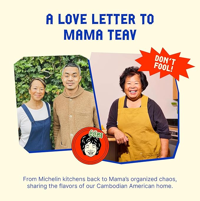 Mama Teav's Mild Garlic Chili Crisp - Mild, Crunchy, Umami Chili Oil with Garlic & Cambodian Chilis - Vegan, Gluten-Free, All-Natural - Cold-Pressed Grapeseed Oil - 6oz Jar