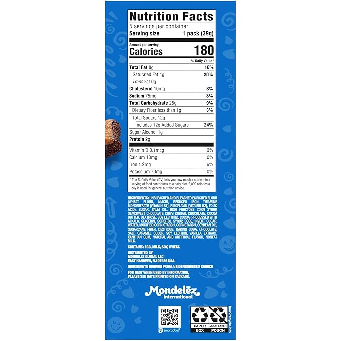 CHIPS AHOY! Baked Bites, Brookie, 5 - 1.4 oz Snack Packs (5 Bites per Pack)