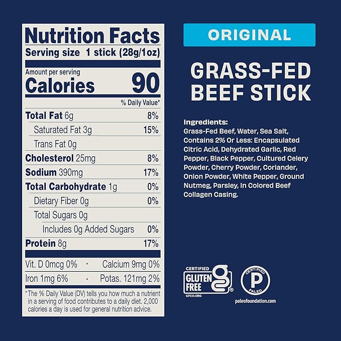 Archer Jerky Original Beef Jerky Sticks - Grass-Fed Beef Sticks Individually Wrapped, Bulk Protein Snack Packs, Gluten Free, Paleo, Keto - 1 oz (Pack of 36)