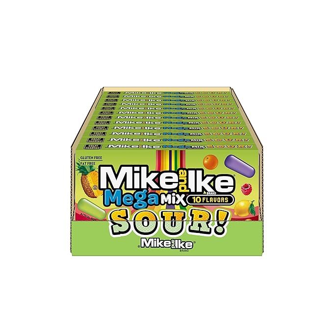Mike and Ike Candy, Mega Mix Sour, 4.25oz Theater Box, Pack of 12
