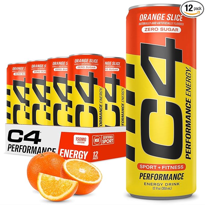 Cellucor C4 Original Sugar Free Energy Drink | Orange Slice | Pre Workout Performance Drink with No Artificial Colors or Dyes,12 Fl Oz (Pack of 12)