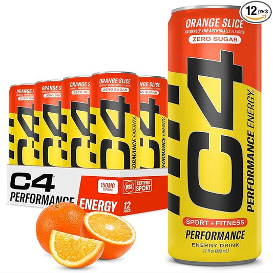 Cellucor C4 Original Sugar Free Energy Drink | Orange Slice | Pre Workout Performance Drink with No Artificial Colors or Dyes,12 Fl Oz (Pack of 12)
