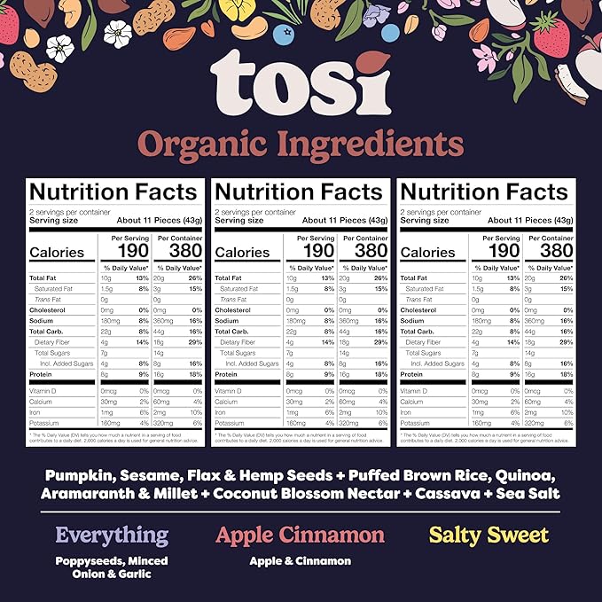 Tosi Crispy Puffs (3oz, 6 Pack), Vegan Crunchy Snacks, 8g Plant Based Protein, Nut-Free, Allergen Friendly, Healthy Snacks for Adults & Kids, Gluten Free Treats, Ancient Grains (Super Variety)