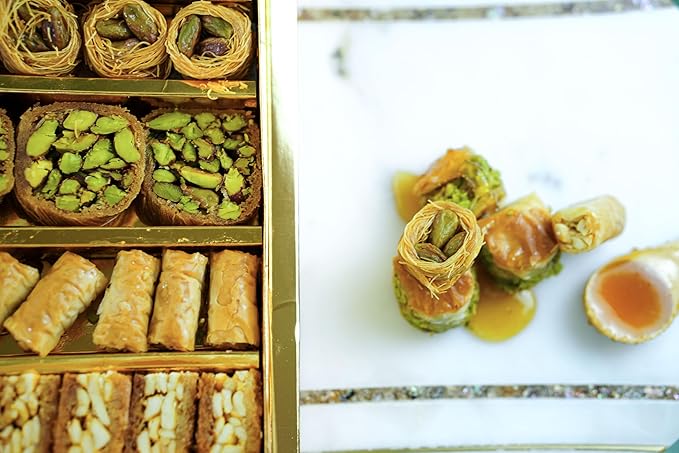 Zaitoune Pistachio Baklava with Honey - 18 oz | Luxury Pastry Assortment | Arabic Dessert with Authentic flavors in Beautiful Gift Packaging | Traditional Recipe & Handmade in Turkey