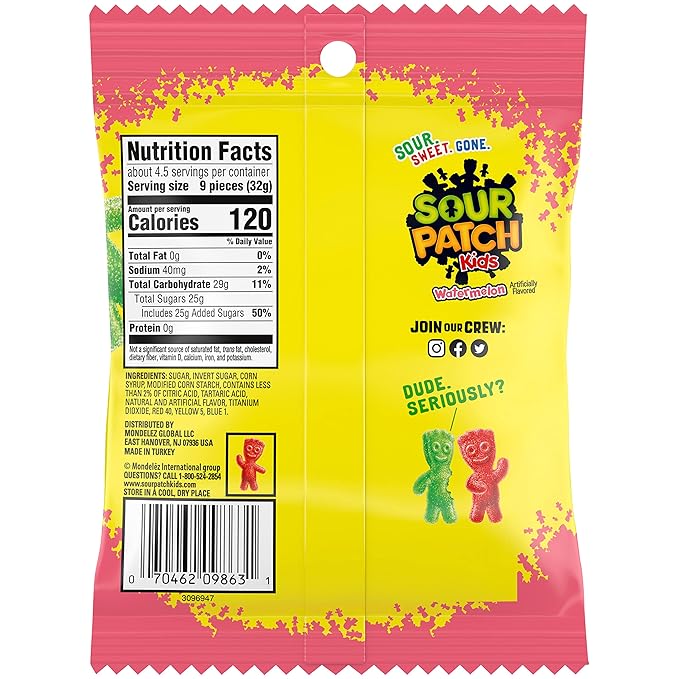 SOUR PATCH KIDS Watermelon Soft & Chewy Candy, 12- 5 oz Bags