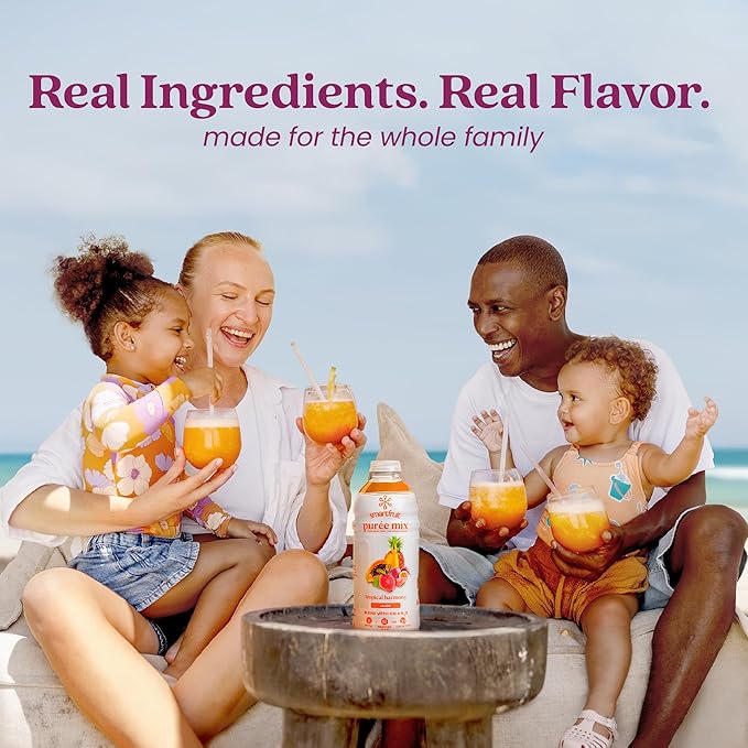 Smartfruit Tropical Harmony + Aloe – 100% Real Fruit Purée with Pineapple, Passion Fruit, Papaya & Guava – Great for Smoothies, Juice, Yogurt, Cocktails, Teas & More – High in Vitamin A & C – 48oz