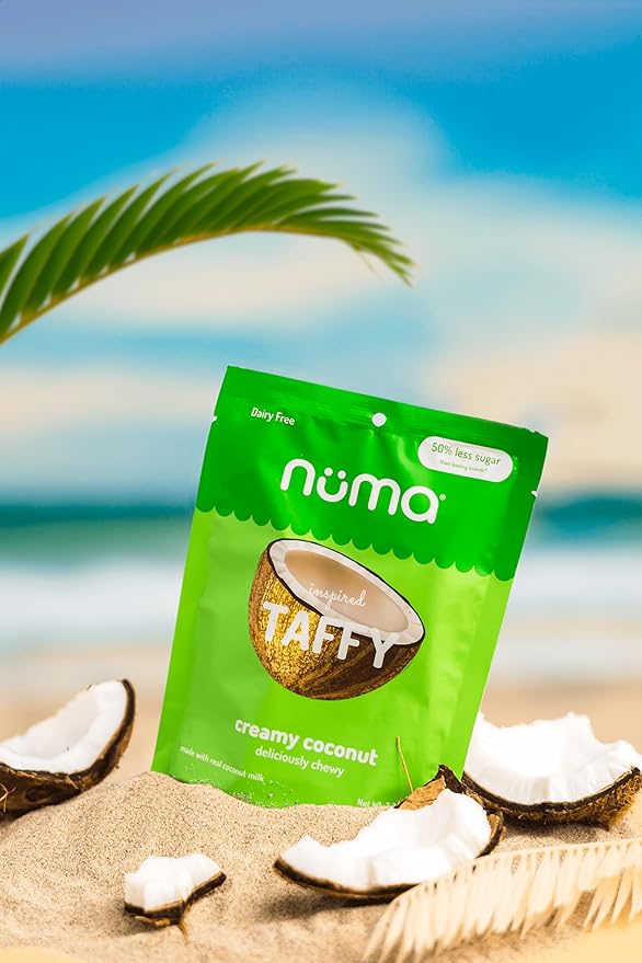 Numa Foods Creamy Coconut Taffy Candy – Dairy Free, Low Sugar Candy - Low Calorie & Natural Chewy Snack with Real MCT-Rich Coconut Milk, Gluten Free – 3 Bags with 10 Individually Wrapped Chews Each
