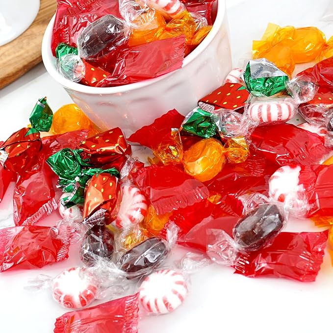 Old Fashioned Hard Candy Assortment, 3 Pound Bulk Candy (Approx. 225 pcs.), Butterscotch, Root Beer Barrels, Strawberry Filled Bon Bons, Cinnamon Discs, Starlight Peppermints