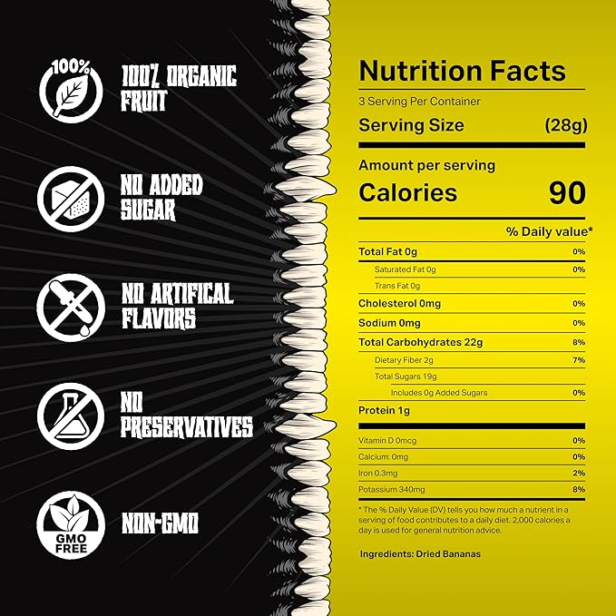 Mortal Munchies - Dried Fruit (6 Pack, 3 Oz) Real Fruit Snack, Sweet and Chewy, Rich in Potassium, Fat-Free On-the-Go Snacks, Healthy Snack for Adults, Non-GMO, No Added Sugar (Banana)