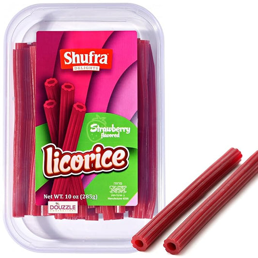DOUzzle Valentines Day Sweet Treats, Strawberry Flavored Licorice (10 OZ - Pack of 1) Goodie Bag Stuffer, Pinata Filler - Kosher Parve