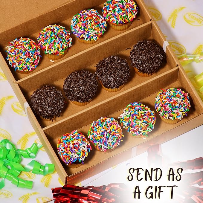 Gourmet Cookie Gift Box | 12 Individually Wrapped Sprinkle Cupcakes | Valentine Cookie Basket | Christmas, New Year’s & Birthdays | Men, Women & Kids | Stern’s Bakery (Sprinkle Cupcake Gift Pack)