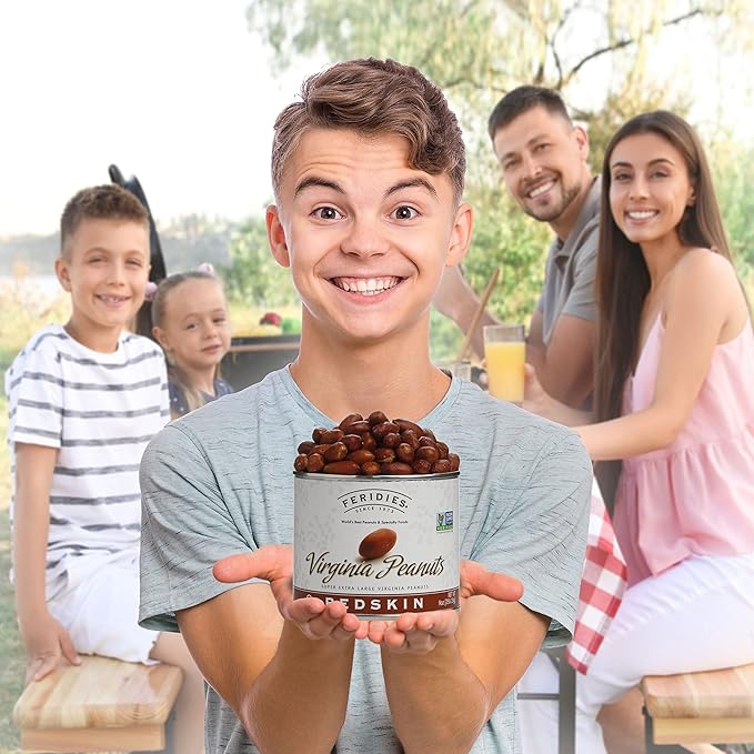 FERIDIES Extra Large Salted Red Skin Peanuts, All Natural, No Preservatives, Kosher 9 Ounce (Pack of 4)