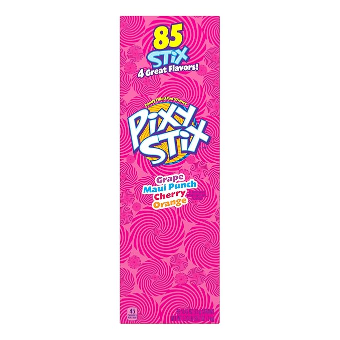 Wonka Pixy Stix Powder Candy-filled Straws, Sweet and tart candy, Springtime Easter Candy, 0.42 oz (85 Count) (Pack of 2)