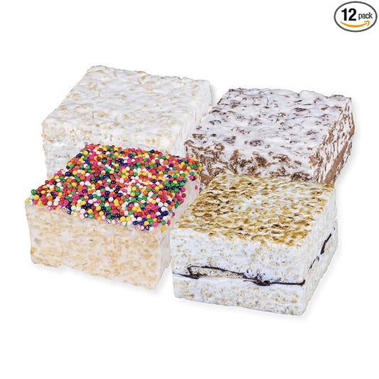 The Crispery Crispycakes – Jumbo Size Pack of 12 Individually Wrapped Assorted Flavor Gourmet Marshmallow Rice Crispycakes, always soft and gooey, packed with fresh ingredients. Made in the USA.