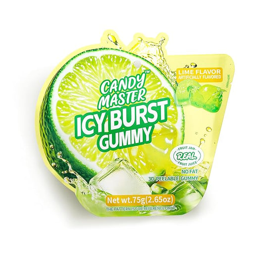 Candy Master Peelable Fruit Gummies Lime Flavors 3Pack, 6 Flavors Fun to Peel, Chewy Texture, Halal-Certified Holiday Gifts