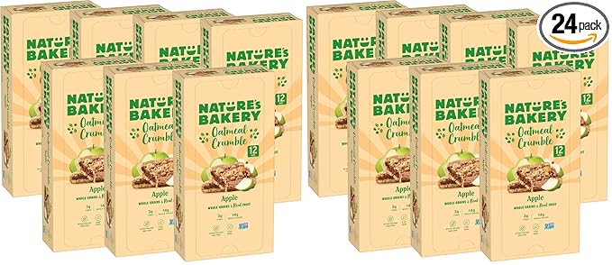 Nature's Bakery Nature’s Bakery Oatmeal Crumble Bars, Apple, Real Fruit, Vegan, Non-GMO, Breakfast bar, 7 boxes with 12 twin packs (Pack of 2)