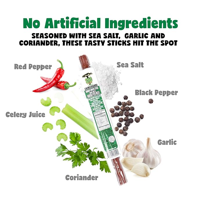 Chimichurri, Sogo Snacks, No Sugar, 100% Grass-fed & Grass-finished, Non-GMO Beef Sticks. No Added Nitrates, Gluten, Soy, MSG, Dairy, Nuts. Keto, Whole, Paleo Friendly (Chimichurri, 1-oz, 48 Count)