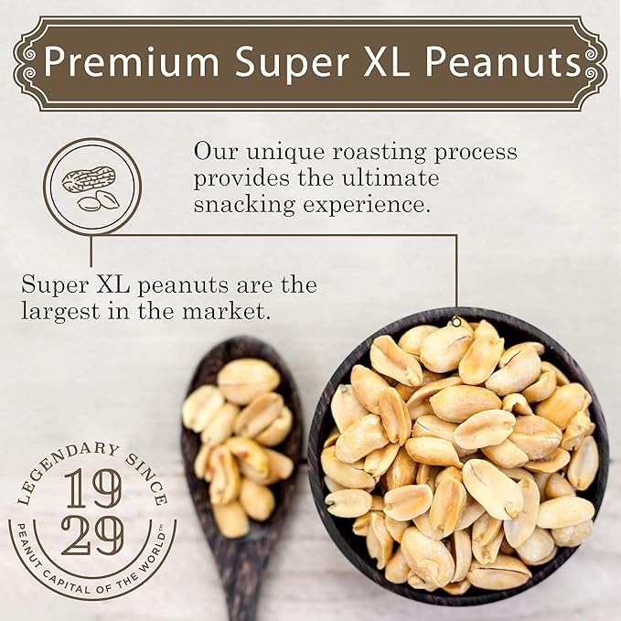 Virginia Diner Blister Roasted Salted XL Red Skin Virginia Peanuts Gourmet All Natural Non GMO 18 oz Can