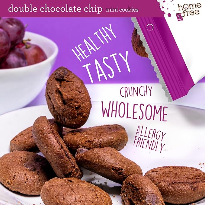 Homefree Treats You Can Trust Gluten Free Mini Cookies, Single Serve, Double Chocolate Chip, 0.95 Ounce (Pack of 30)