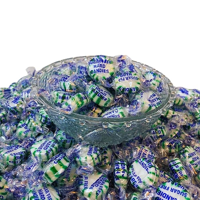 Sugar Free Spearmint Mints Hard Candy - 3 lb Bulk Bag Individually Wrapped Keto And Diabetic Friendly Gourmet Spearmint Flavored Candies (48oz)