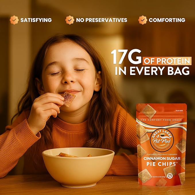 Great Lakes Pot Pies - Cinnamon Sugar Pie Chips - Crunchy Cookie Crisp - Buttery Cinnamon Snacks for Adults & Kids - Cinnamon Crackers - 4 Pack