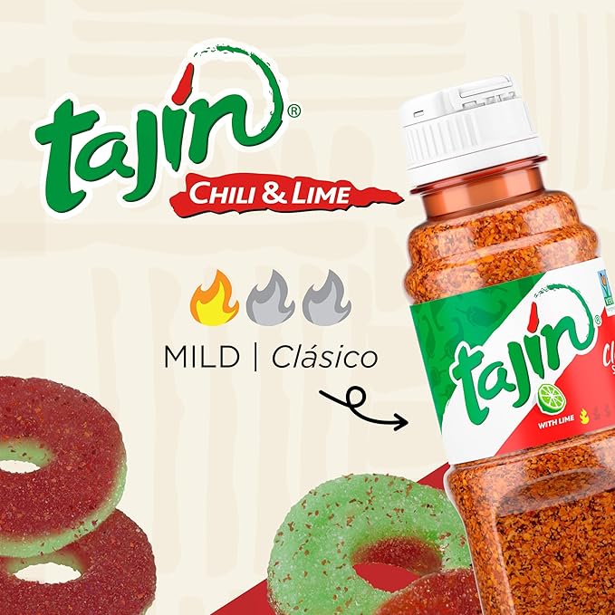 Snak Club Tajin Watermelon Rings Gummy Candy, Fruit Candy Gummies with Chili and Lime Seasoning, Mild, Gluten-Free and Vegan Snacks, 24 oz Resealable Bag