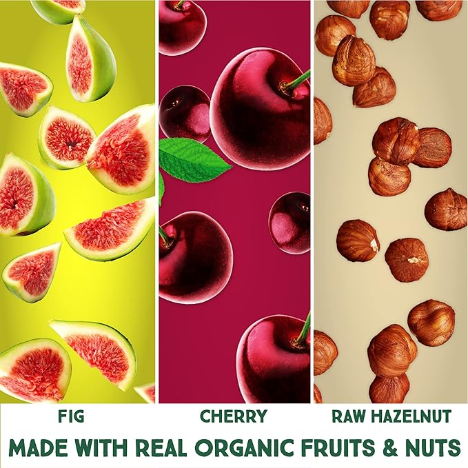 Happy Village Organic Fruit & Nut Bar, TART CHERRY | Gluten Free, No Refined Sugar, Kosher, Non-GMO, Vegan, Good Source of Fiber | Organic Healthy Snack Bars (16 bars, 1.4 OZ each)