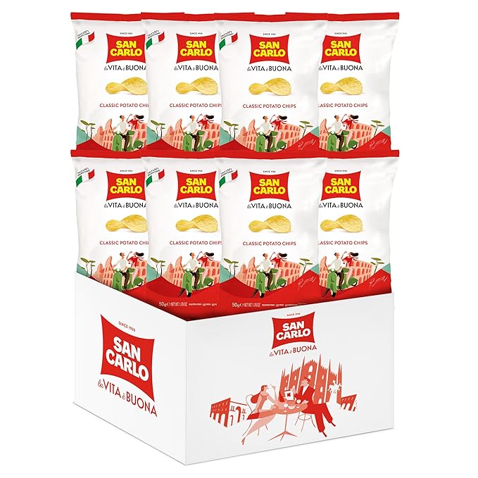 San Carlo Multi Pack 8X Classic n°1 Italian Potato Chips - 50gr - for Snacking Bliss