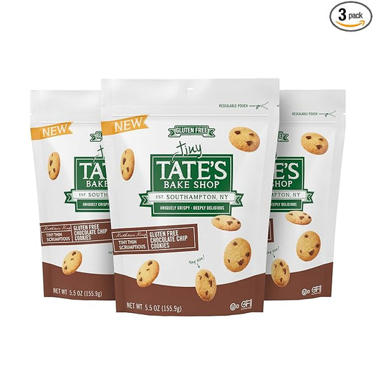 Tate's Bake Shop Tiny Gluten Free Chocolate Chip Cookies, 3 - 5.5 oz Bags
