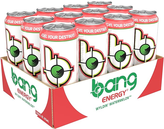 Bang Energy Wyldin' Watermelon, Sugar-Free Energy Drink, 16-Ounce | Pack of 12