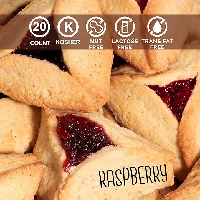 Hamentaschen Cookies | Shortbread Cookies filled with Raspberry Jam [24 Count] | Mishloach Manot, Purim Gift Idea | Kosher Nut Free | Stern’s Bakery