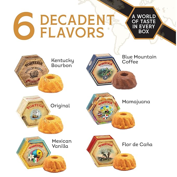 TORTUGA Provenance Rum Cake Variety Pack – 4 oz - 8 Provenance 6 packs (48 units) - Gourmet Gift for Food Gift Basket, Snack Gift Basket, Birthday Gifts, and Bakery Desserts - Great Mini Cakes for Delivery