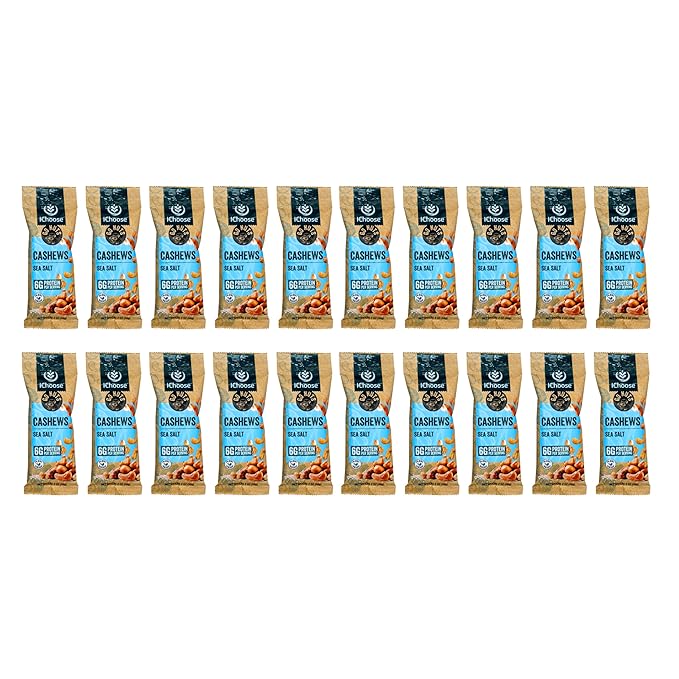 IChoose Go Nuts – Premium Cashews, High Protein Plant-Based Snack, 2 oz per Pack (20 Packs, Seasalt)
