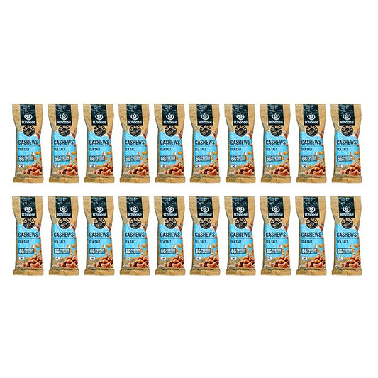 IChoose Go Nuts – Premium Cashews, High Protein Plant-Based Snack, 2 oz per Pack (20 Packs, Seasalt)