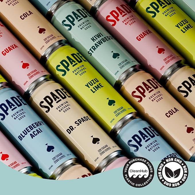 Spade Soda Kiwi Strawberry 12 Pack, Premium All-Natural, No Sugar, No Calories, Electrolytes, Magnesium, Potassium, Healthy Non GMO, Sweet Quality Stevia, No Artificial Sweeteners, Great Taste, Bold Taste