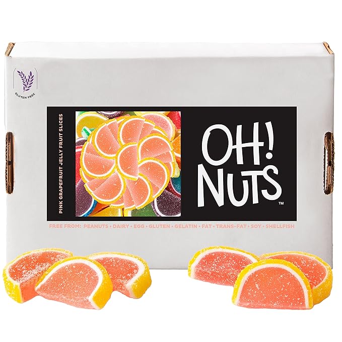Oh! Nuts Grapefruit Jelly Fruit Slices Sugar Candy - 5 LB Bulk Bag - Traditional Old Fashioned Chewy Gummy Sweet Confectionery - Gluten-Free, Kosher Certified Pareve (150 CT)