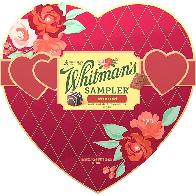 WHITMAN'S Valentine's Day WOW! Assorted Milk & Dark Chocolate Gift Box, 20 oz. (33 pieces)