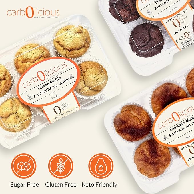 Low Carb Strawberry Muffins 6 Pcs (1-Pack) by Carb-o-licious - Delicious Keto Mini Muffins with Only 2 Net Carbs, 9g Protein - Sugar Free Cupcake Style Healthy Snack Made, Almond Flour, Low-Carb Treat