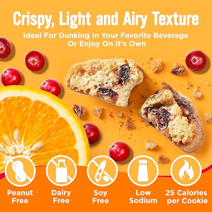 Cooper Street Twice Baked Orange Cranberry Biscotti Cookies - Crispy Mini Biscotti Cookies Ideal with Coffee - Traditional Low Calorie Italian Snacks - Kosher, Dairy, Peanut & Soy Free (6 Pack)