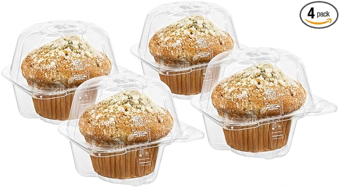 Fresh Bakery Muffins | 4 Blueberry Muffins Individually Wrapped | Blueberry Muffins | Delicious Coffee Cake | 4 oz Per Muffin | Stern’s Bakery (Blueberry)