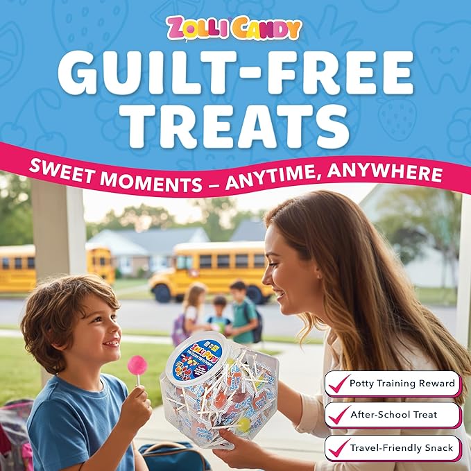 Zollipops Clean Teeth Pops Sugar Free Candy with Xylitol, Dye-Free Lollipops - Keto & Diabetic-Friendly, Dentist-Approved Treats for Kids (Natural Fruit Flavors, 29 oz)