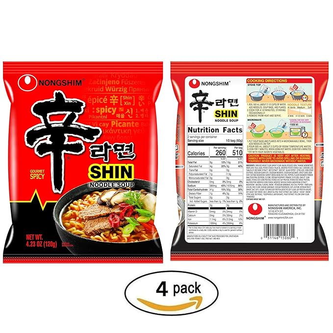 Authentic Asian Pantry Spicy Ramen Noodles 4 Pack + FREE Four Elephants Rice Vermicelli | Korean Ramen Soup + Thin Rice Noodles | Easy Meal Kit, Non-GMO, Gluten-Free