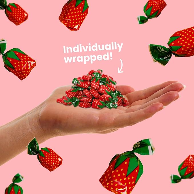 Strawberry Bulk Candy by Cambie, 6 lbs of Strawberry Candy with a Deliciously Sweet Hard Exterior with a Soft, Fruit-Filled Center, Bon Bons for Piñata Filler, Party Favors, and More
